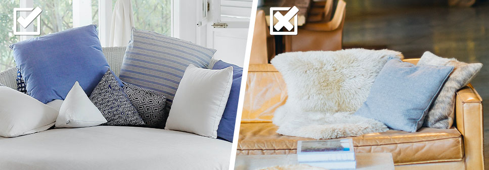 coussins differentes matieres