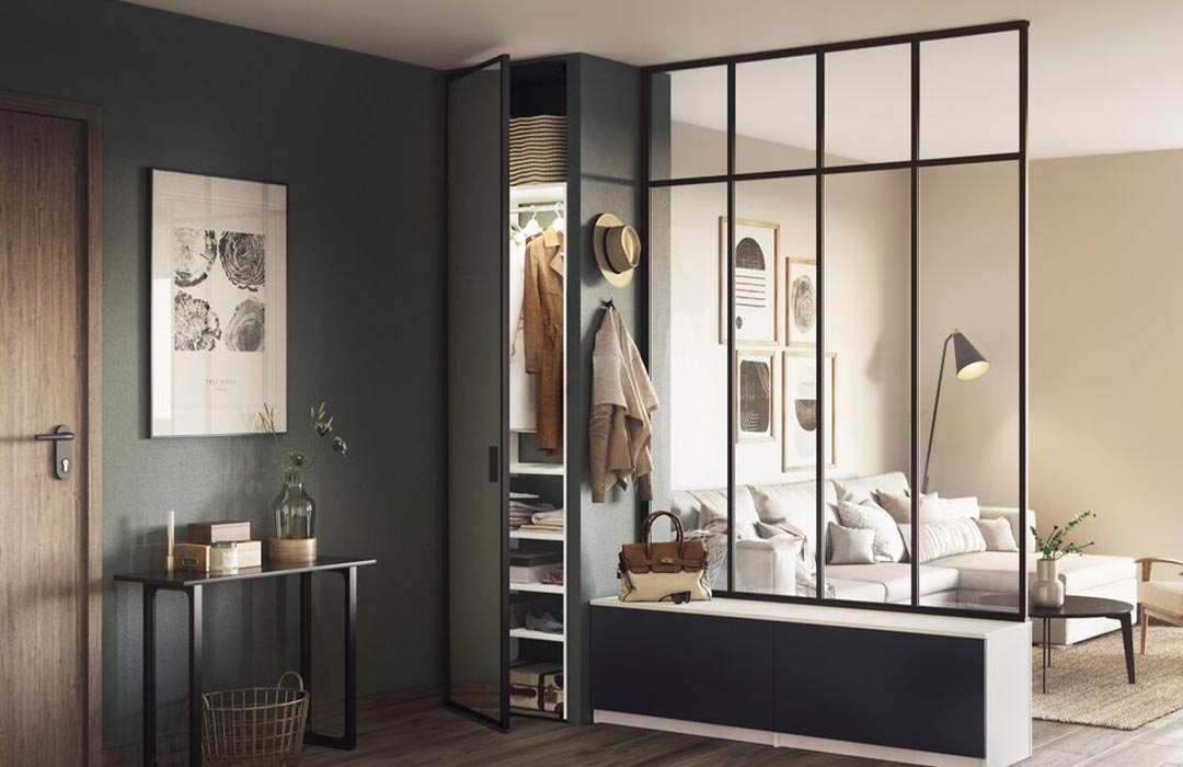 placard Origine pivotant entrée et verrière sur meuble sur-mesure Sogal? intérieurs